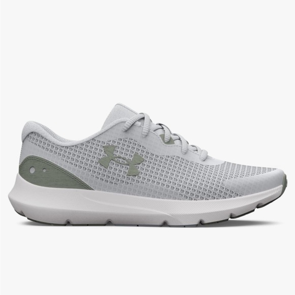 Under Armour 8.5 Women's UA Surge 3 Running Shoe Gray Grey Light Green Sneakers - Picture 1 of 12